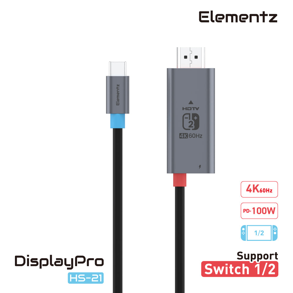 Elementz USB-C To HDMI 4K@60Hz For Switch1/2 (HS-21) 