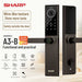 SHARP A3-B 智能指紋電子門鎖黑色款配水平把手